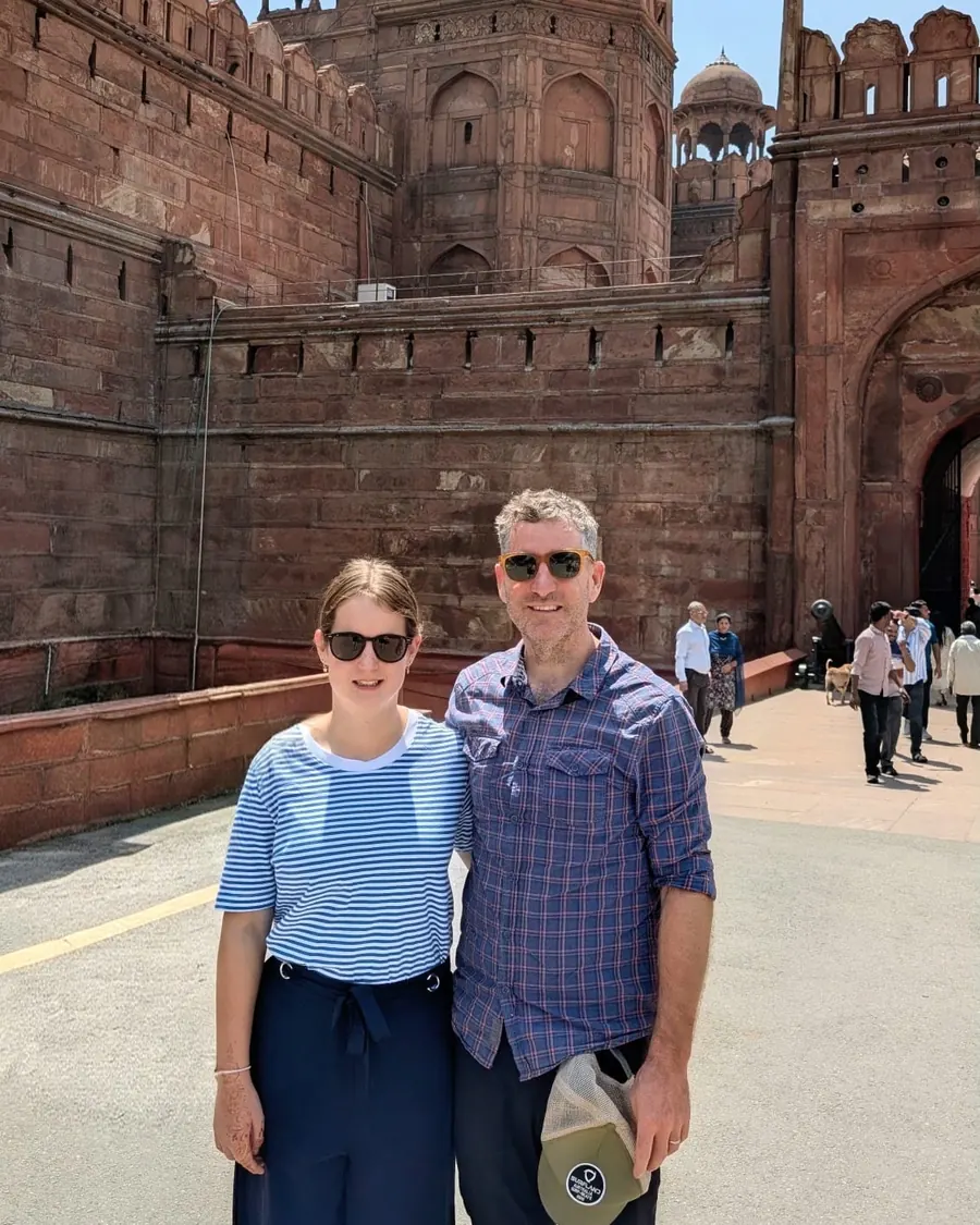 Leon outside the walls of the Red Fort in Old Delhi